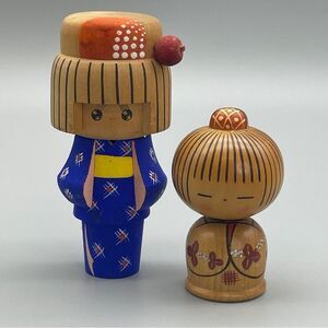 Vintage Kawaii and signed Kokeshi TSUNEYUKI Wooden Painted Doll